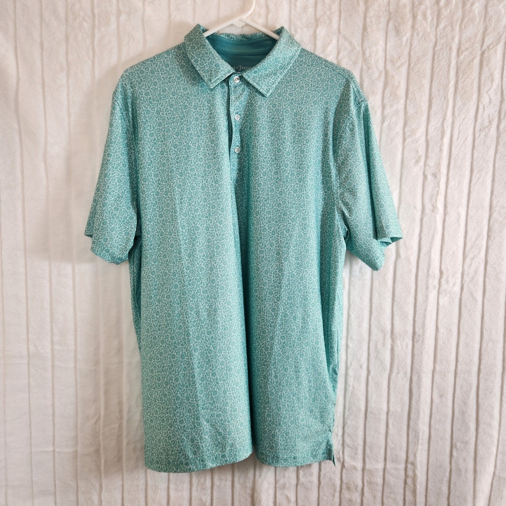 Hickey Freeman Golf Mens Teal Floral‎ Print Performance Polo Shirt Size Large L - Picture 9 of 9